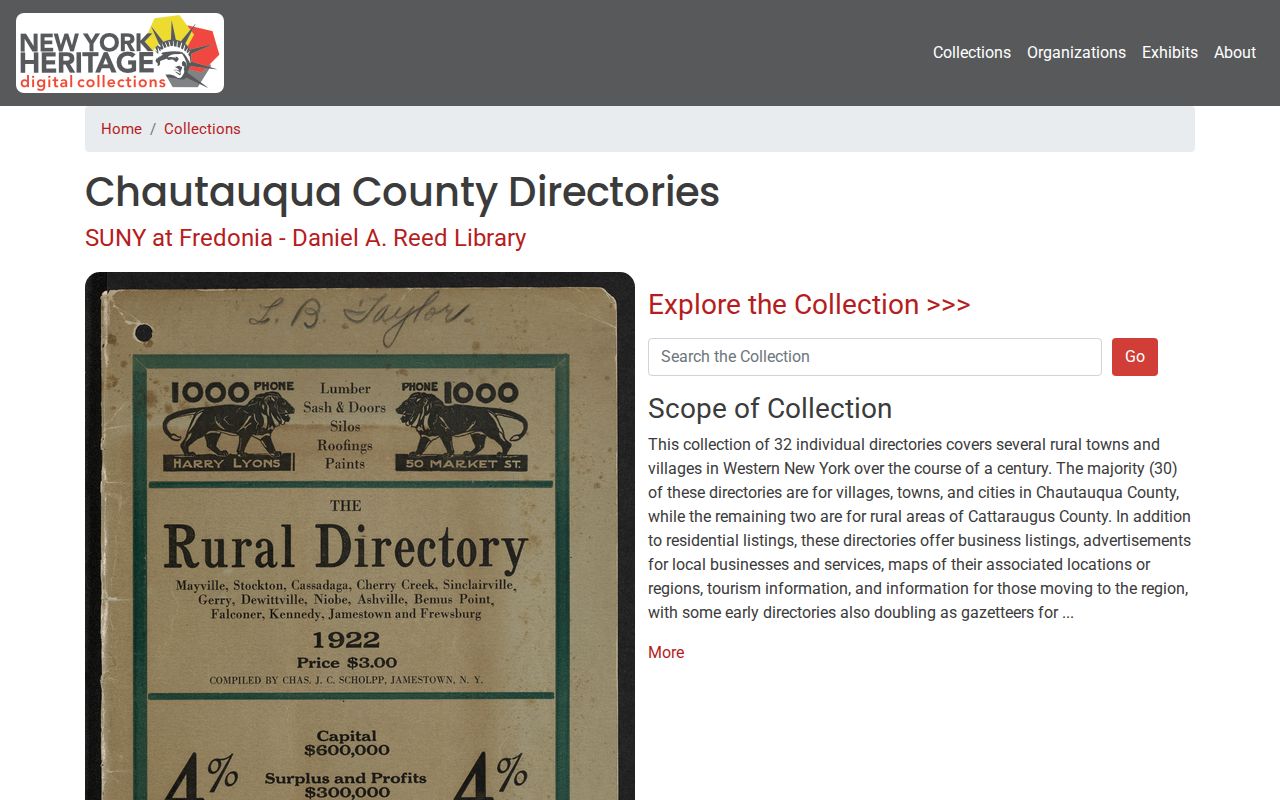 Jamestown city directory items in the NY Heritage Chautauqua collection