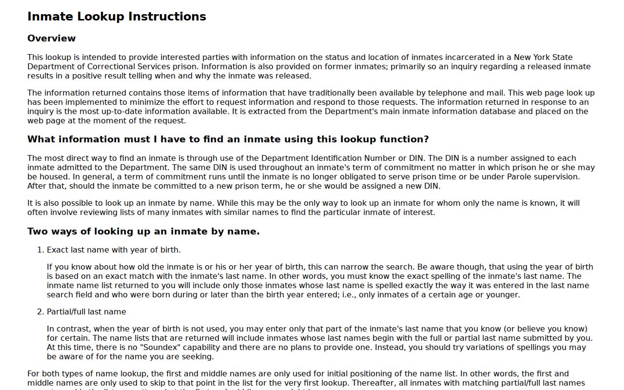 Jamestown residents directory New York DOCCS lookup instructions