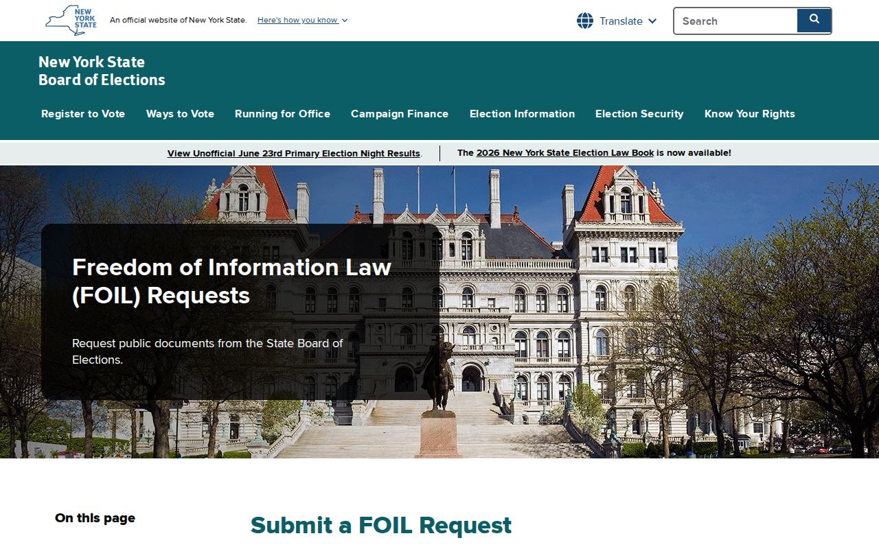 Jamestown residents directory New York election FOIL guidance